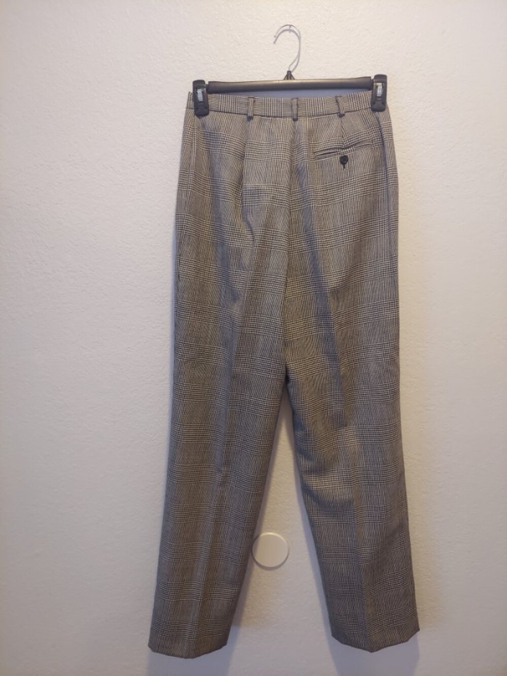 Vintage Lauren Ralph Lauren 100% Wool Trousers - Glen Plaid Pleated Dress Pants - Picture 7 of 12